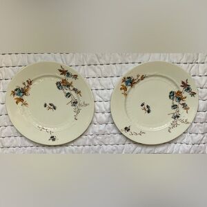 Two(2) Vintage Limoges B&B Salad Small Plates Blue Brown on White